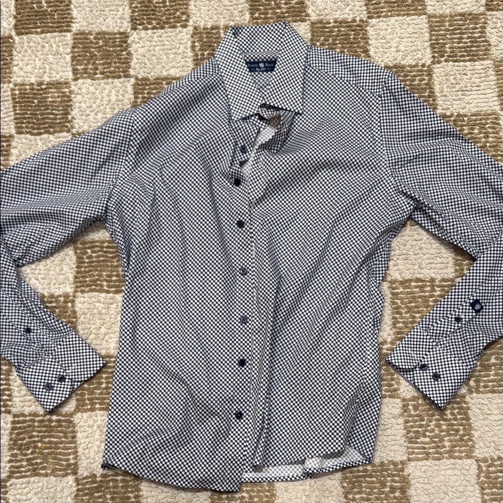 Men's STONE AND ROSE navy and White dotted Shirt